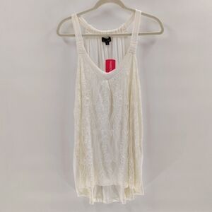 Suzanne Betro White Lace Overlay Tank Top size 2X New With Tags